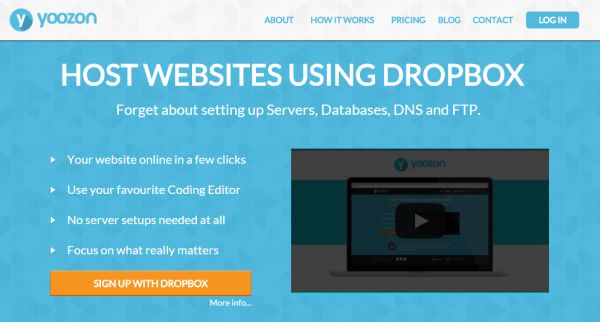  Yoozon, aloja sitios en WordPress o Joomla dentro de Dropbox