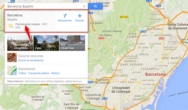  Ahora Google Maps muestra la hora local y el clima de cada ciudad