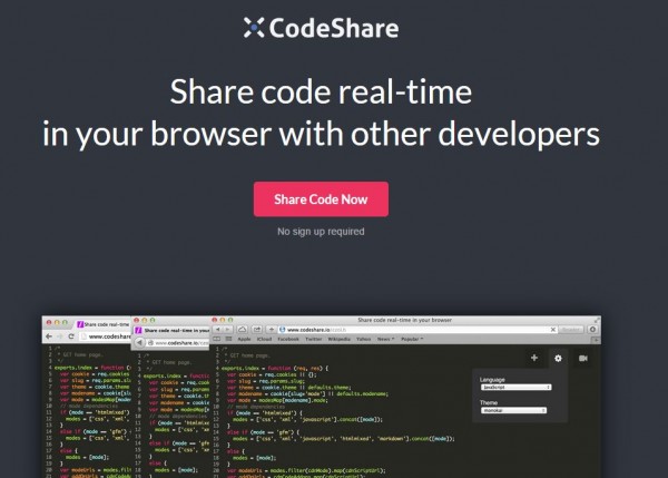  codeshare, una web para compartir código entre programadores.