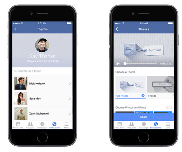  Facebook permite crear videos de agradecimiento para nuestros amigos