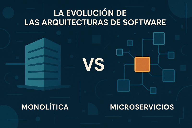 Comparacion visual de arquitectura monolítica vs microservicios en diagrama de bloques