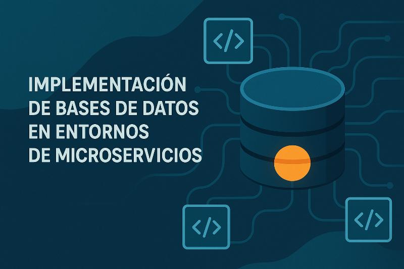 Diagrama de implementación de bases de datos en microservicios con Database per Service, CQRS y Event Sourcing