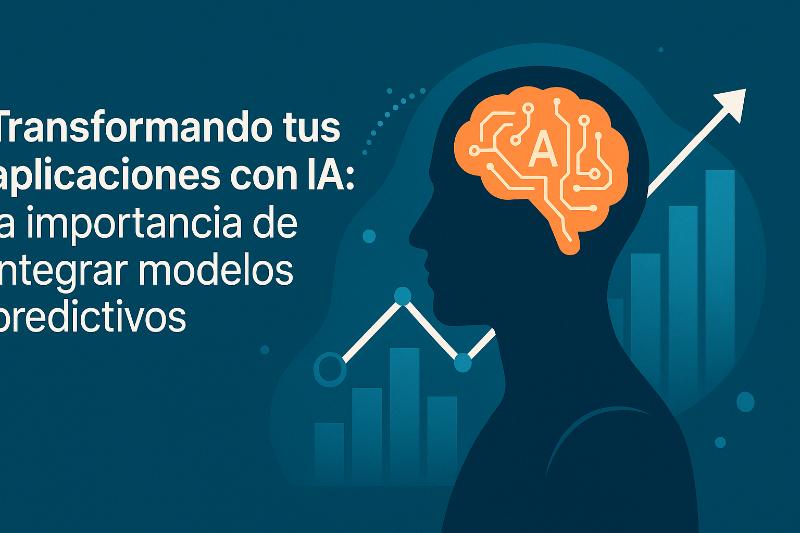 Diagrama conceptual de modelos predictivos integrados en aplicaciones para mejorar la toma de decisiones con inteligencia artificial