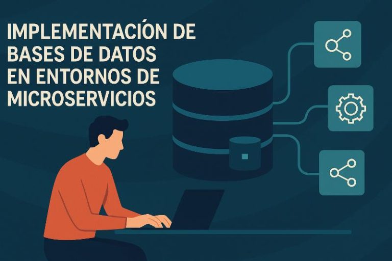 Diagrama de implementación de bases de datos en microservicios con Database per Service y CQRS