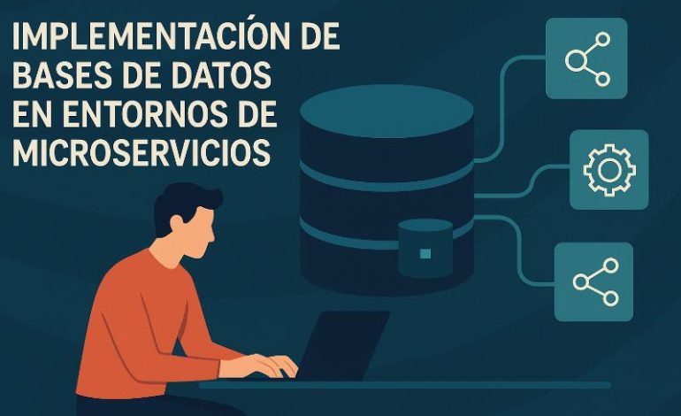 Diagrama de implementación de bases de datos en microservicios con Database per Service y CQRS