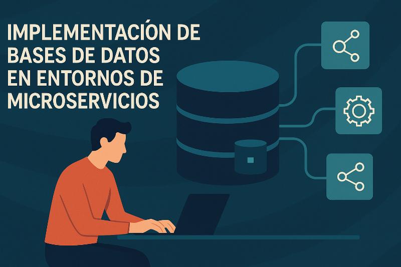 Diagrama de implementación de bases de datos en microservicios con Database per Service y CQRS