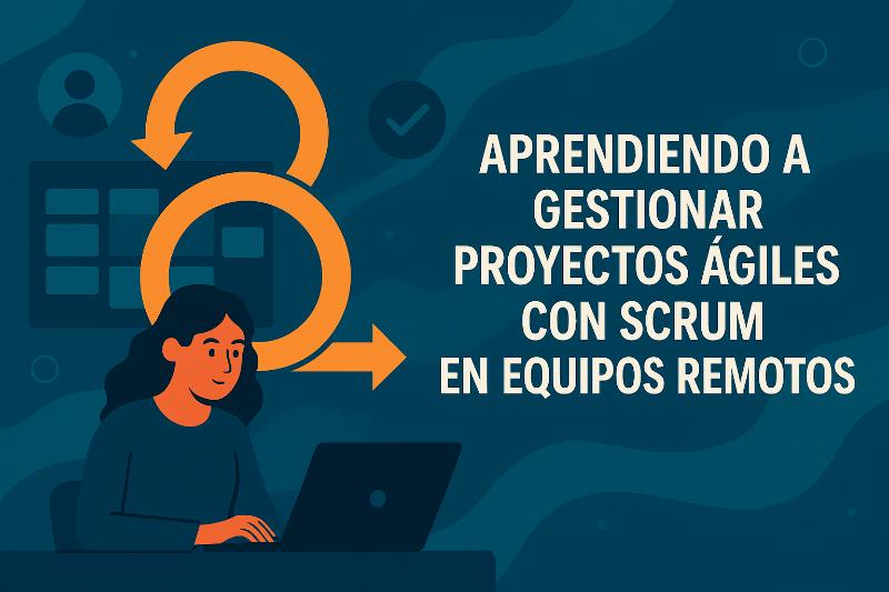 Equipo remoto reunido virtualmente con tablero Scrum digital en pantalla