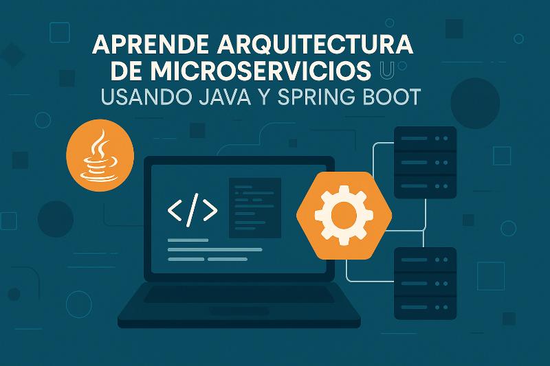 Diagrama de arquitectura de microservicios con Java y Spring Boot mostrando servicios interconectados