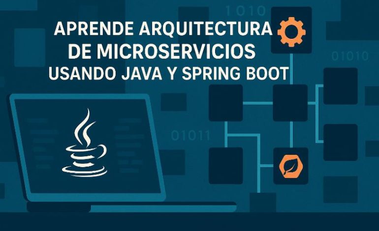 Diagrama de arquitectura de microservicios con Java y Spring Boot mostrando servicios conectados