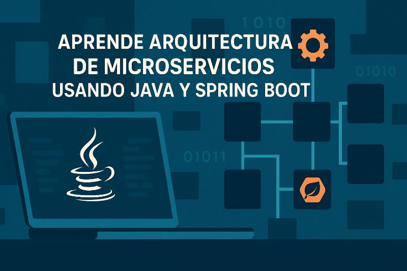 Diagrama de arquitectura de microservicios con Java y Spring Boot mostrando servicios conectados