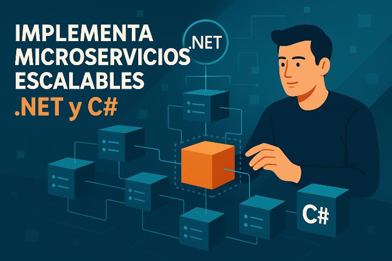 Diagrama de microservicios escalables con .NET y C# en contenedores Docker