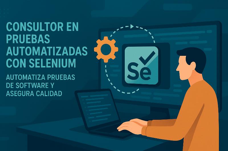 Consultor analizando pruebas automatizadas con Selenium en multiples navegadores para asegurar calidad de software