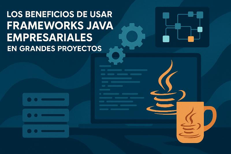 Checklist de frameworks Java empresariales para proyectos grandes con iconos de escalabilidad y seguridad