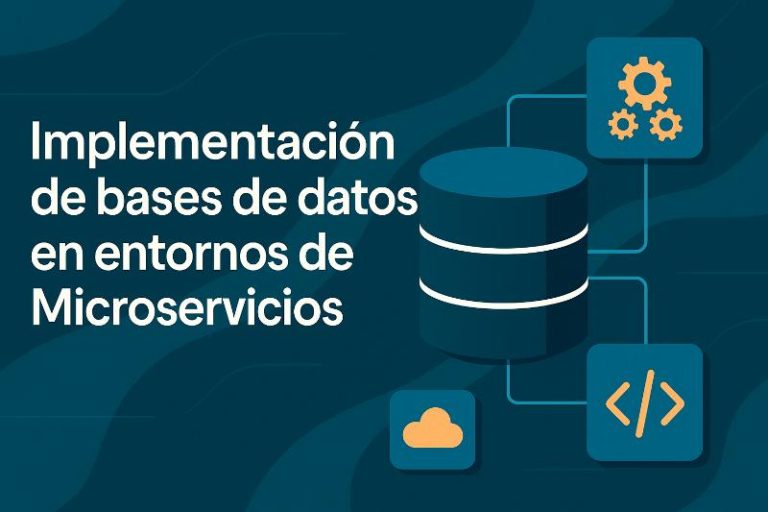Diagrama de errores comunes en bases de datos para microservicios con iconos de advertencia
