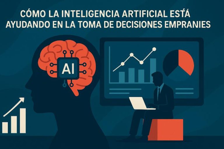 Gráfico de inteligencia artificial aplicada a decisiones empresariales con datos y análisis predictivo