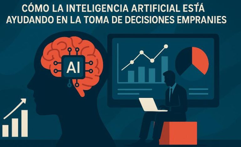 Gráfico de inteligencia artificial aplicada a decisiones empresariales con datos y análisis predictivo