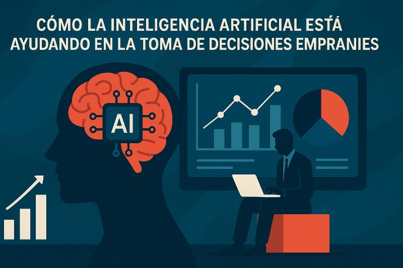 Gráfico de inteligencia artificial aplicada a decisiones empresariales con datos y análisis predictivo