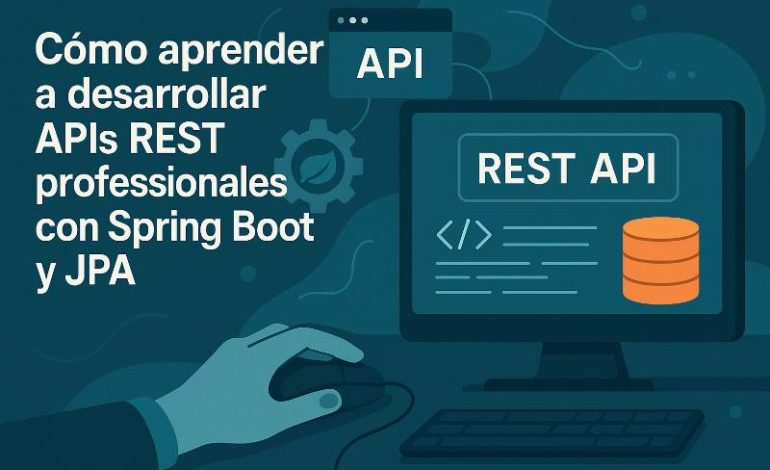 Desarrollador creando API REST profesional con Spring Boot y JPA en su entorno de trabajo