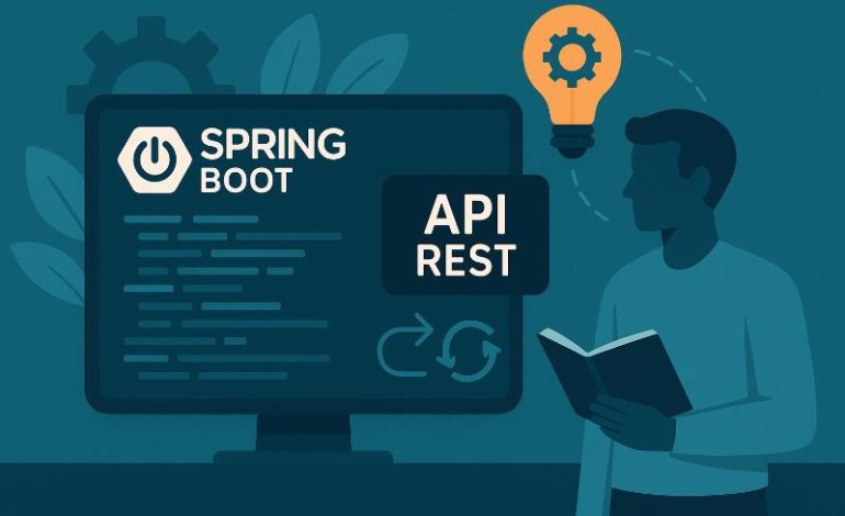 Desarrollador backend corrigiendo errores comunes en Spring Boot y APIs REST durante una entrevista técnica